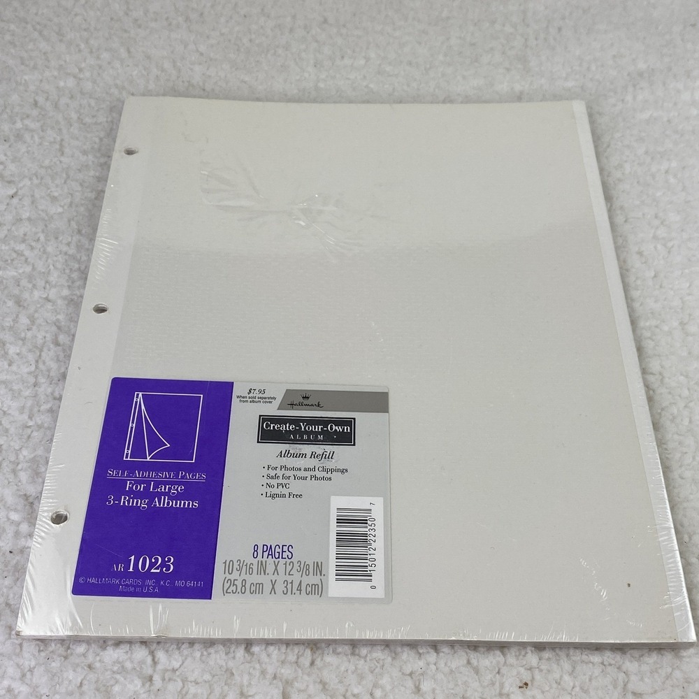 Hallmark Create Your Own Album Refill 8 Self Adhesive Pages AR1023 3-Ring White